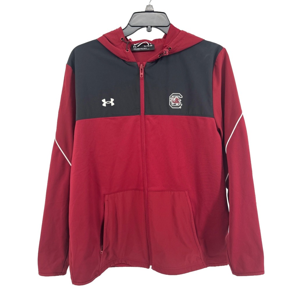 Under Armour South Carolina Gamecocks Full Zip Hoodie Jacket Mens XL Red Black